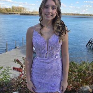 Amarra purple sequin corset homecoming dress, size 4